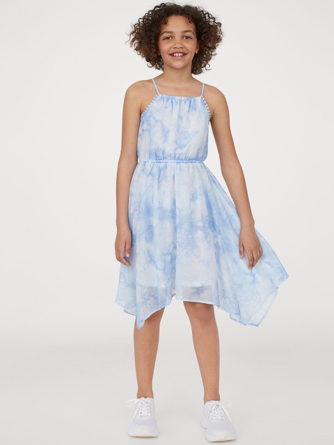 

H&M Girls Blue & White Dyed Chiffon Dress