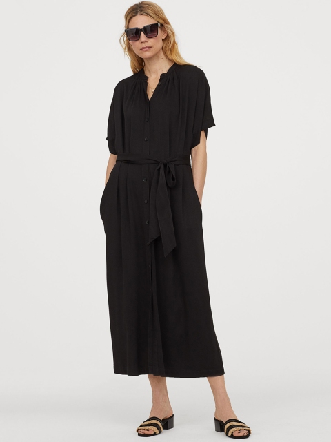 

H&M Women Black Solid A-Line Dress