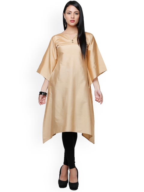 

Abhishti Gold-Toned Raw Silk A-Line Kurta