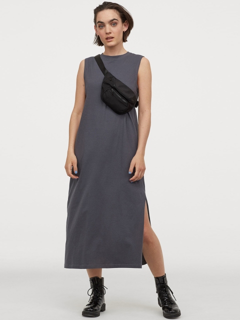 

H&M Women Grey Solid A-Line Dress