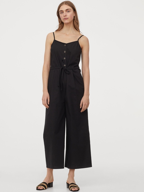 

H&M Women Black Solid Cotton Jumpsuit