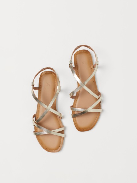

H&M Women Gold-Toned Open Toe Flats