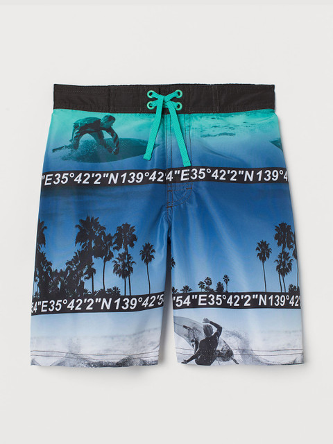 

H&M Boys Blue & White Printed Swim Shorts