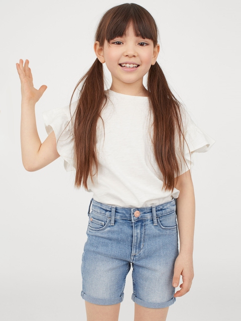 

H&M Girls Blue Solid Denim Shorts