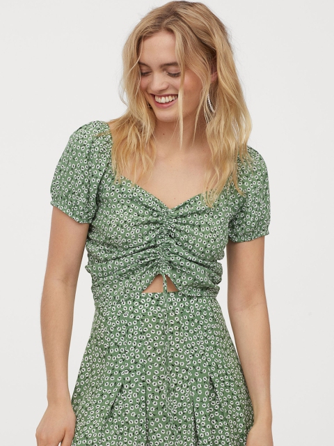 

H&M Green Drawstring Blouse