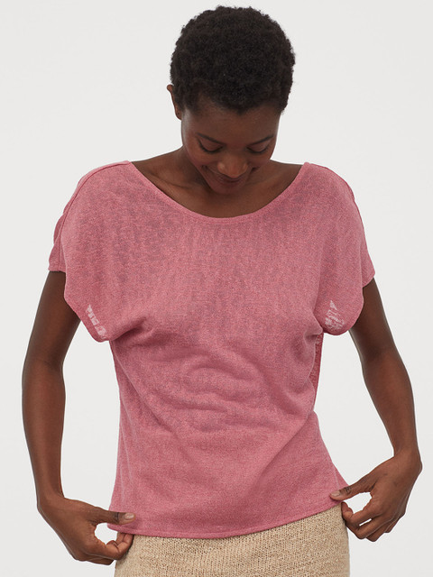 

H&M Women Pink Solid Wrapover-Back Top