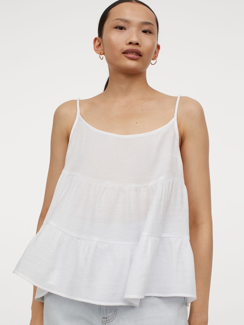 

H&M Women White Solid Voluminous Strappy Top