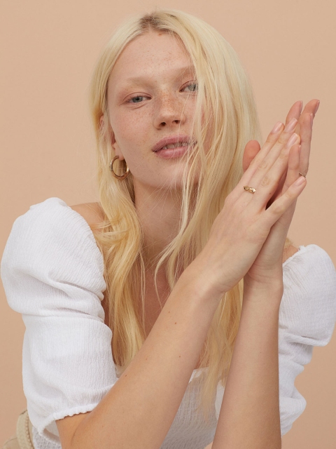 

H&M Smocked top, White