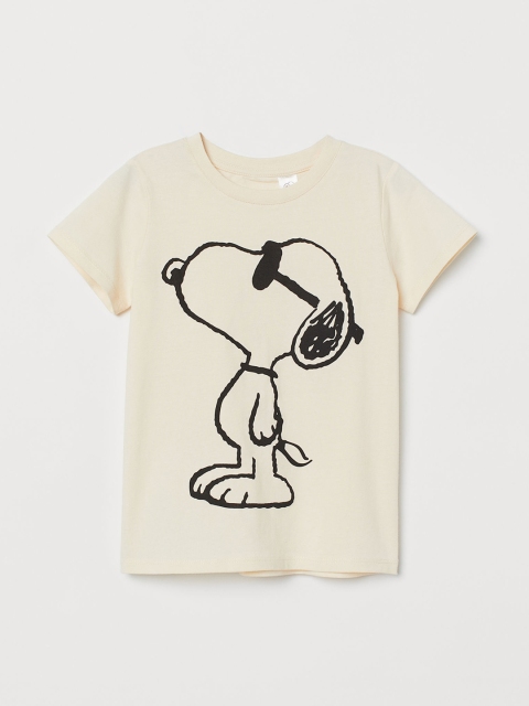 

H&M Kids White & Black Printed T-shirt