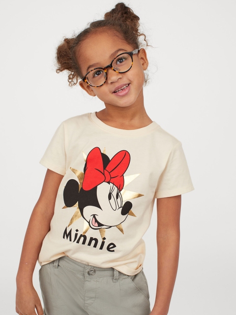 

H&M Girls Off-White Printed T-shirt