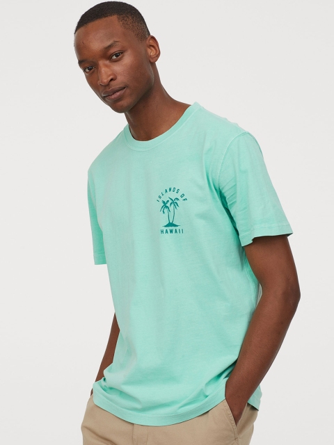 

H&M Men Green Printed T-shirt