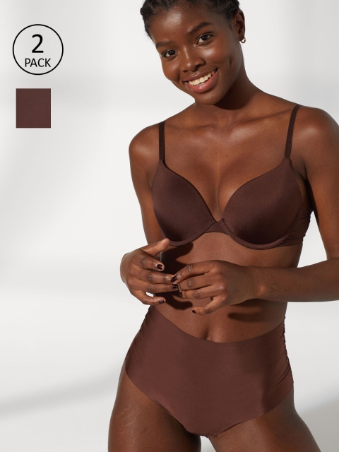 

H&M Women Brown Solid 2-Pack Light Shaping Briefs