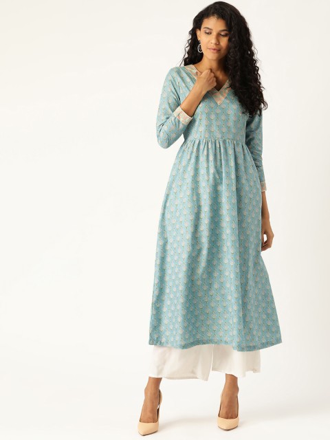 

Moda Rapido Women Blue & Pink Printed A-Line Kurta