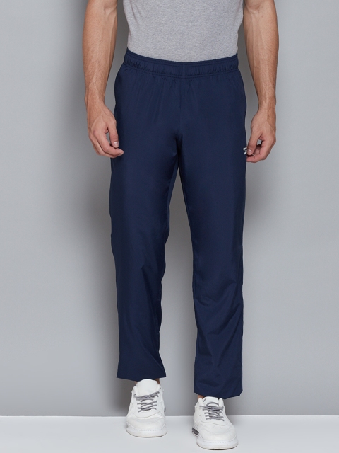 Men Navy Blue Solid Training Essentials Woven Unlined Track Pants