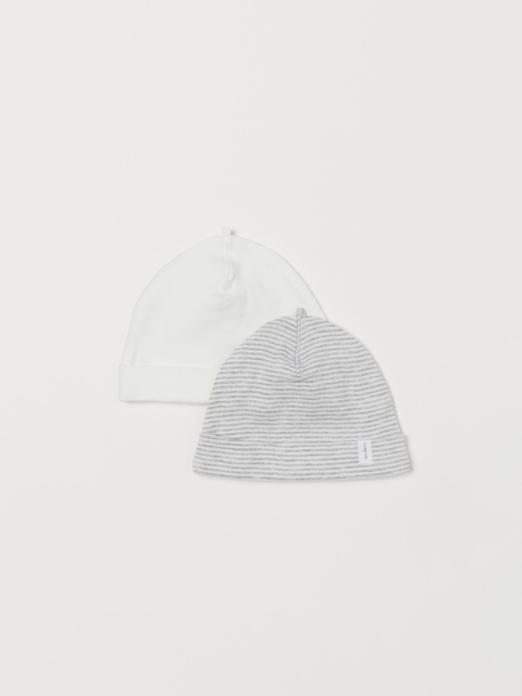 

H&M Girls White & Grey Solid 2-Pack Hats