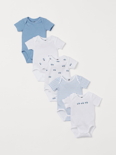 

H&M Kids 5-Pack Short-Sleeved Sustainable Bodysuits, White