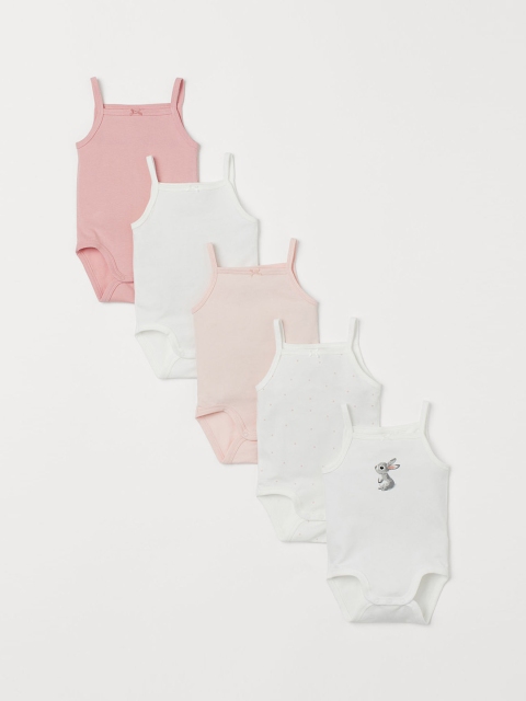 

H&M 5-Pack Sleeveless Sustainable Bodysuits, White