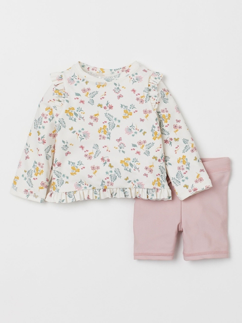 

H&M Kids Pink & Off-White Swim Set With UPF 50