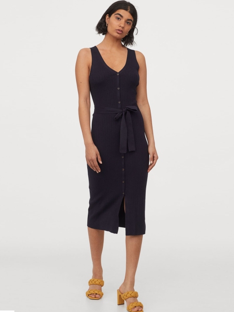 

H&M Women Blue Ribbed Dress