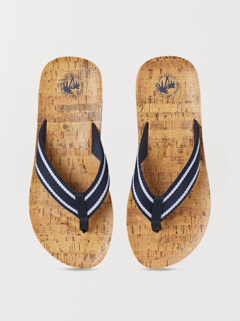 

H&M Men Navy Blue & White Striped Flip-Flops