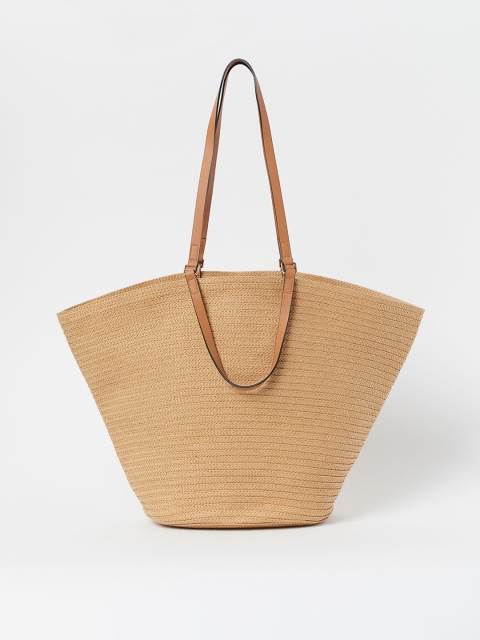 

H&M Beige Textured Straw Shopper Bag
