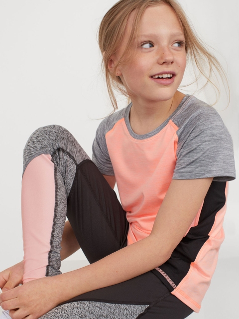 

H&M Girls Pink & Black Colourblocked Sports Tights