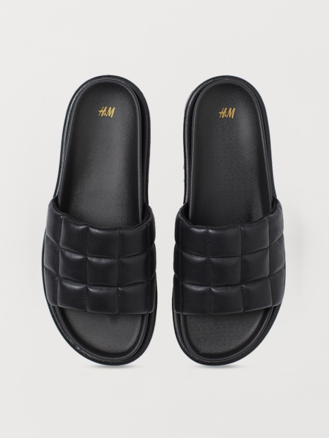 

H&M Women Black Quilted Pool Shoes