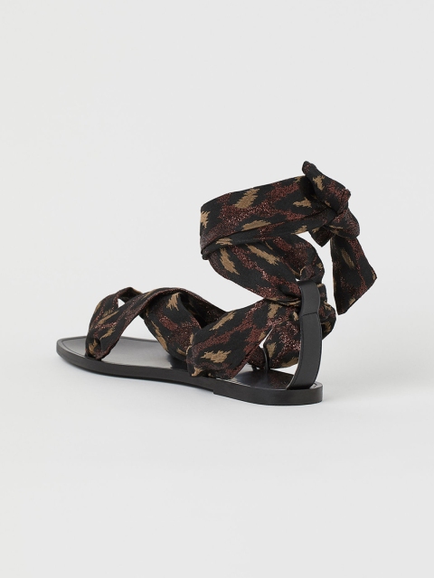 

H&M Women Black Printed Tie-strap Sandals