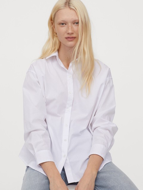 

H&M Women White Regular Fit Solid Casual Shirt