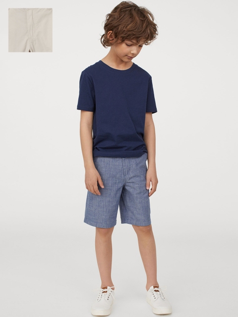 

H&M Boys Blue & Taupe 2-Pack Solid Cotton shorts