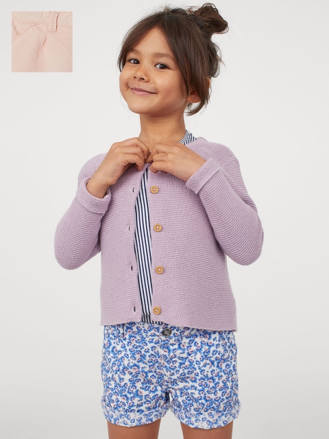 

H&M Girls Blue & Peach 2-Pack Solid Cotton Shorts