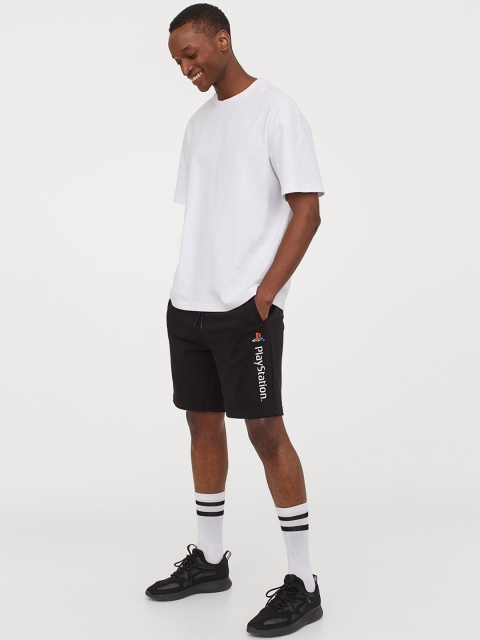 

H&M Men Black Patterned sweatshirt shorts