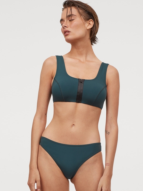

H&M Women Green Solid Brazilian Bikini Bottoms