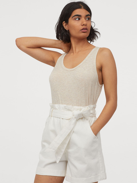 

H&M Women Beige Ribbed Vest Top
