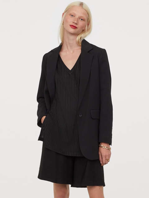 

H&M Women Black Solid Ribbed Top