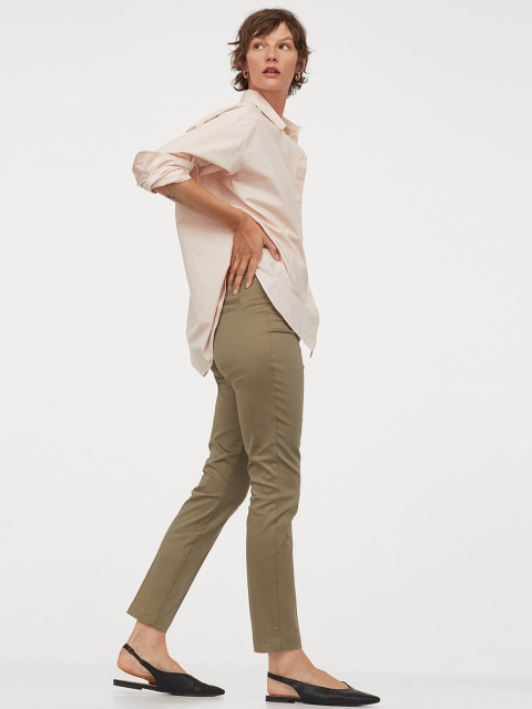 

H&M Women Green Ankle-length trousers