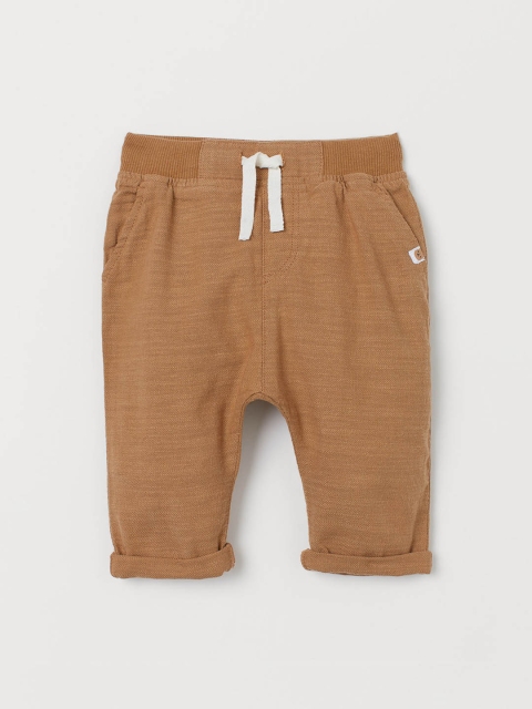 

H&M Infant Boys Beige Solid Cotton Pull-On Trousers