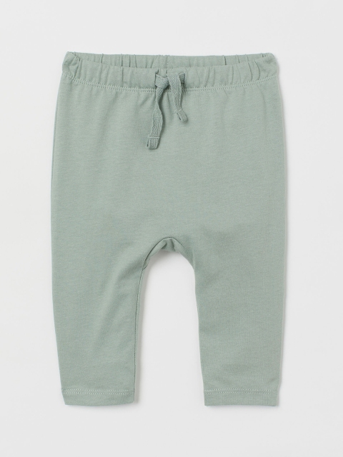 

H&M Kids Green Solid Cotton Jersey Trousers
