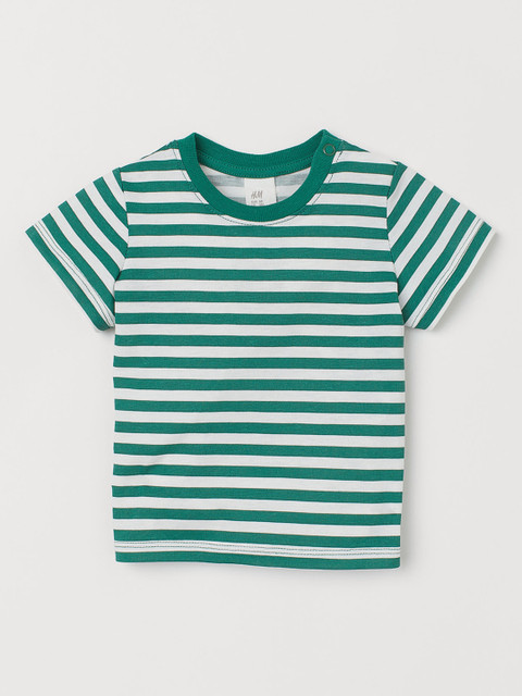 

H&M Boys White & Green Striped T-shirt