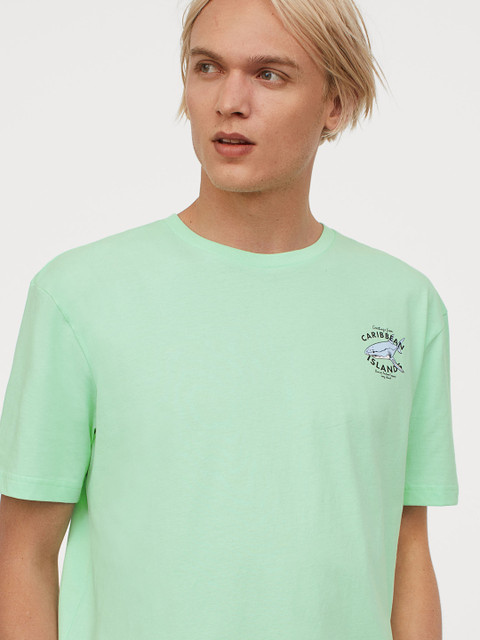 

H&M Men Green Printed T-shirt