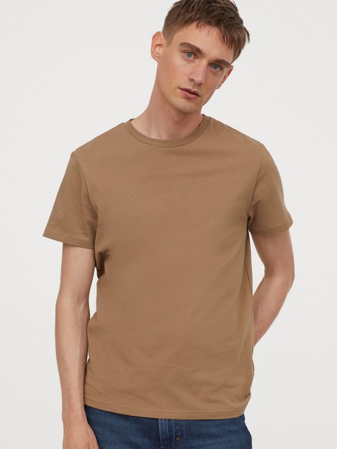 

H&M Men Beige Round-neck T-shirt Regular Fit