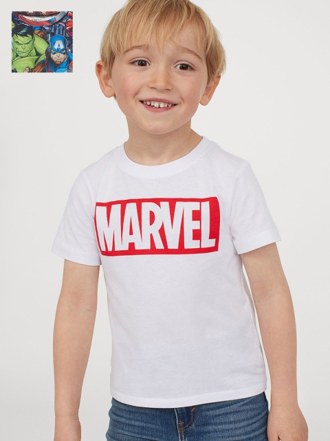 

H&M Boys 2-Pack Marvel Printed T-Shirts, White