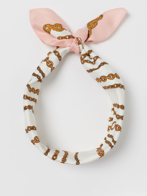 

H&M Women White & Pink Sustainable Scarf Hairband