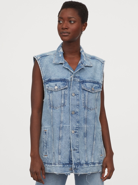 

H&M Women Blue Denim Sustainable Waistcoat