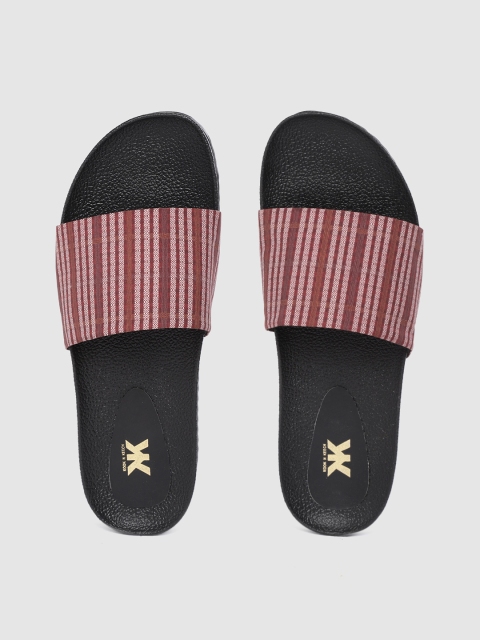 

Kook N Keech Women Maroon & Black Woven Design Sliders