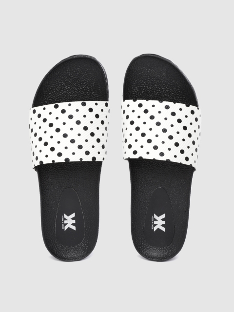 

Kook N Keech Women White & Black Printed Sliders