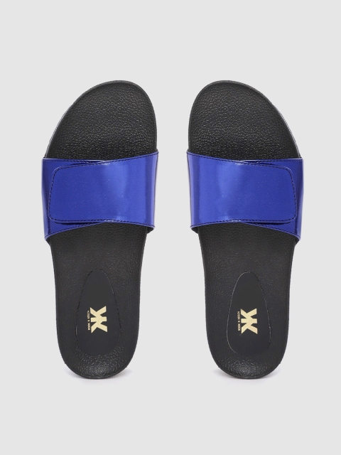 

Kook N Keech Women Navy Blue Metallic Finish Sliders