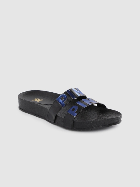 

Kook N Keech Women Black & Navy Blue Typography Applique Sliders