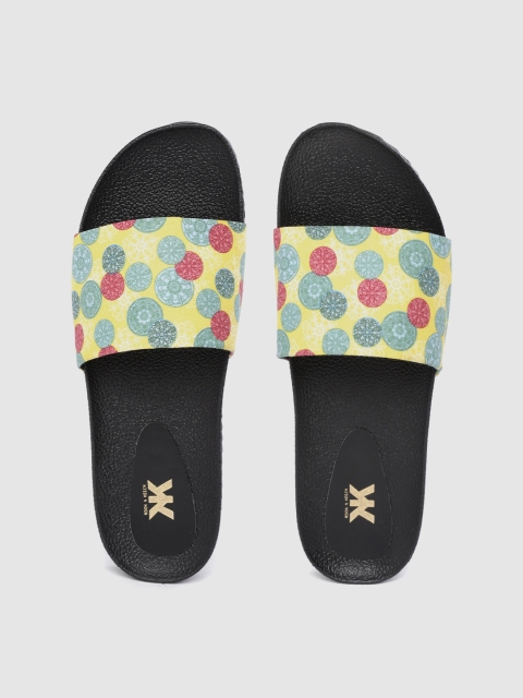 

Kook N Keech Women Yellow & Green Printed Sliders