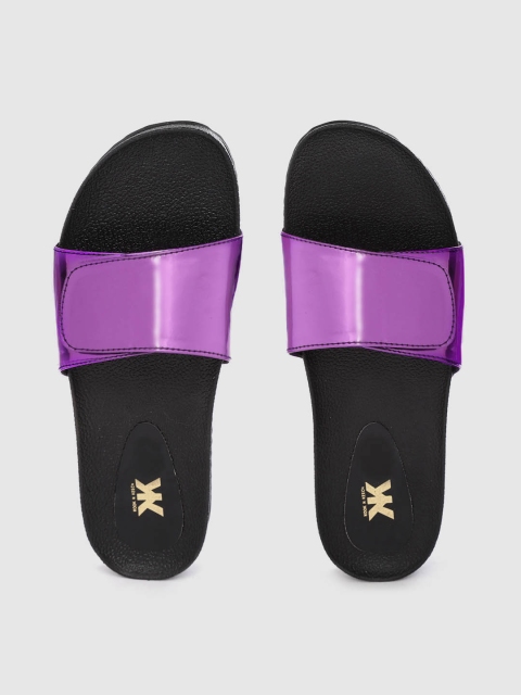 

Kook N Keech Women Purple Solid Metallic Finish Sliders